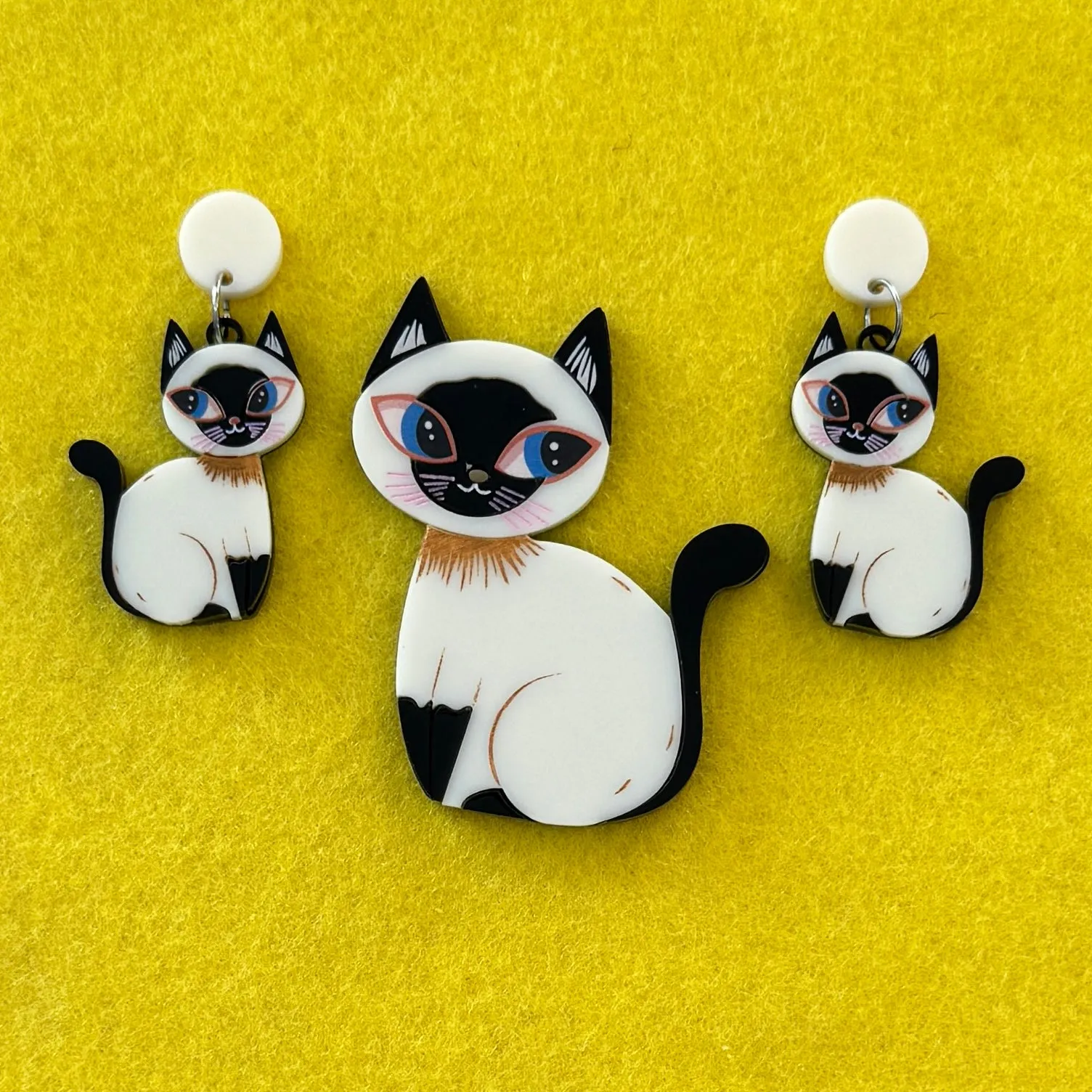 Jasmine the Siamese - Brooch - Set of 2