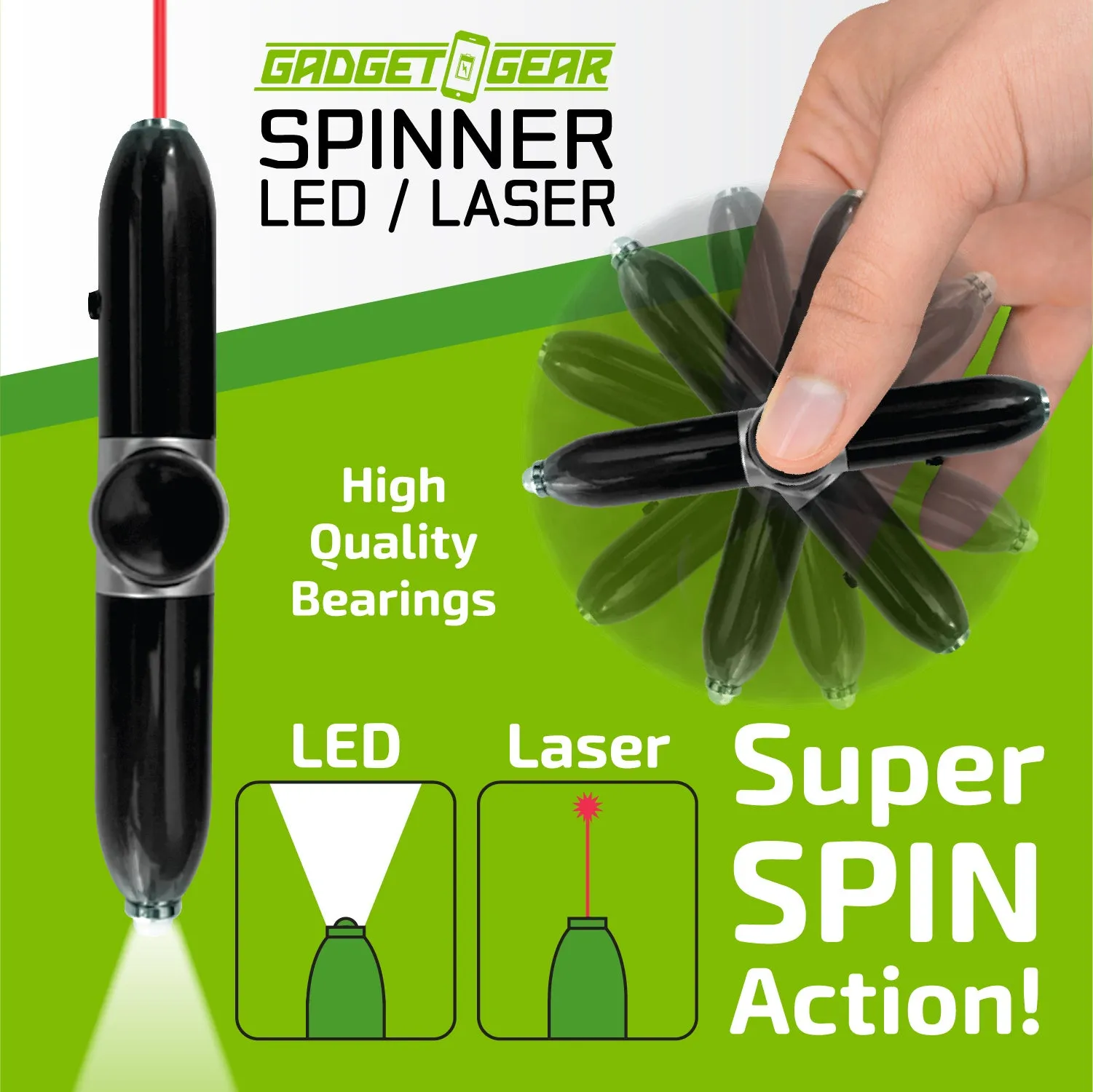 Laser Pointer Fidget Spinner With LED Light - 6 Pieces Per Retail Ready Display 23710