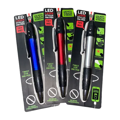 Laser Pointer Stylus with LED Light Pen - 12 Pieces Per Retail Ready Display 21607MN