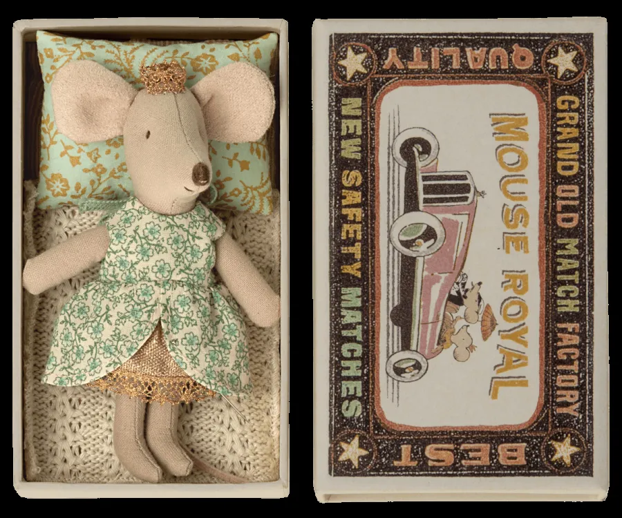 Maileg | Little Sister Princess Mouse in Matchbox