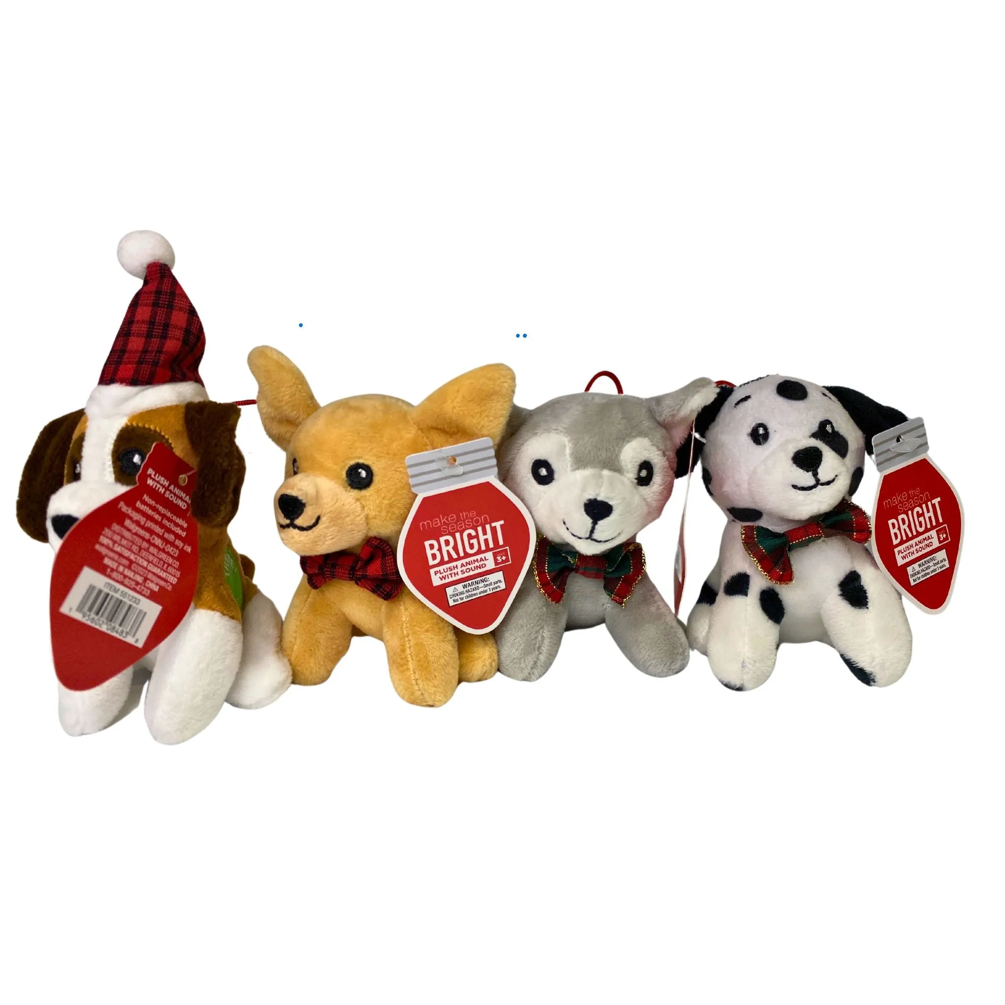 Make The Season Bright Plush Animal With Sound Ages 3  Assorted Puppies (60 Pcs Lot)