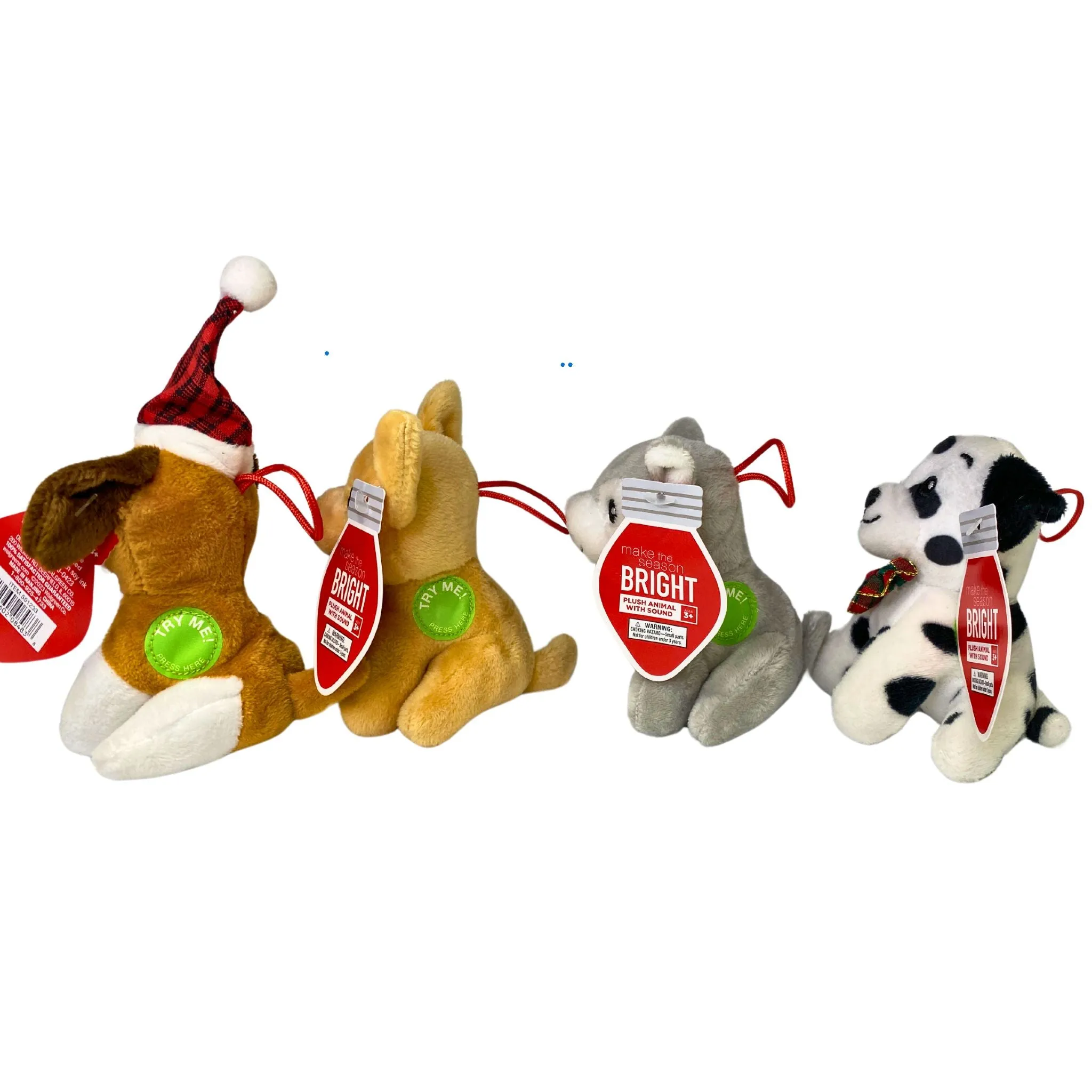 Make The Season Bright Plush Animal With Sound Ages 3  Assorted Puppies (60 Pcs Lot)