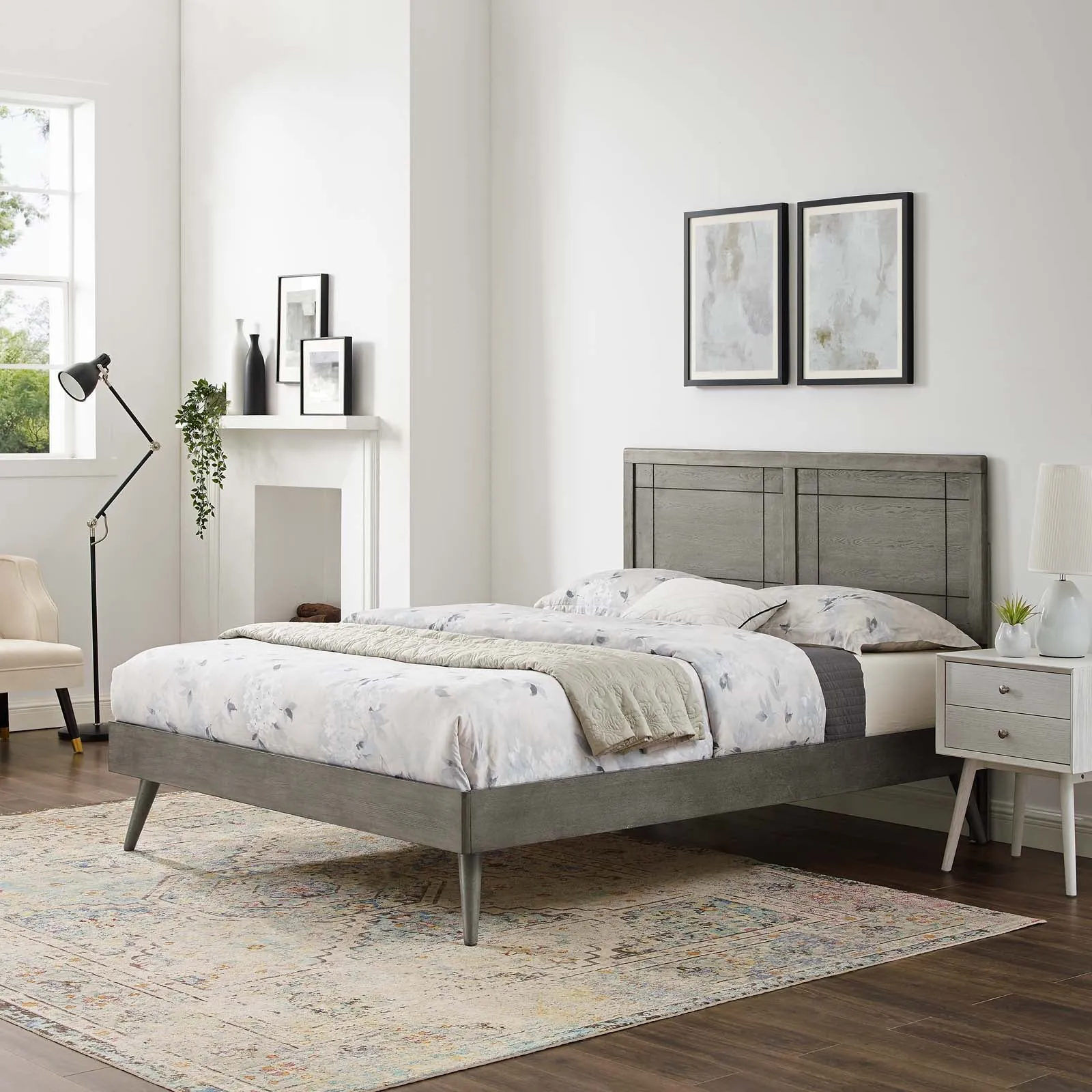 Marlee Wood Platform Bed With Splayed Legs