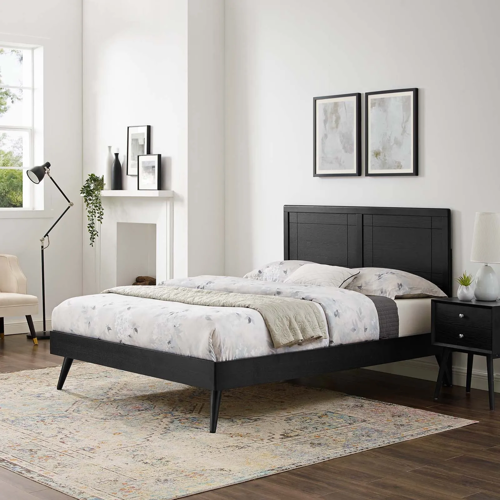 Marlee Wood Platform Bed With Splayed Legs