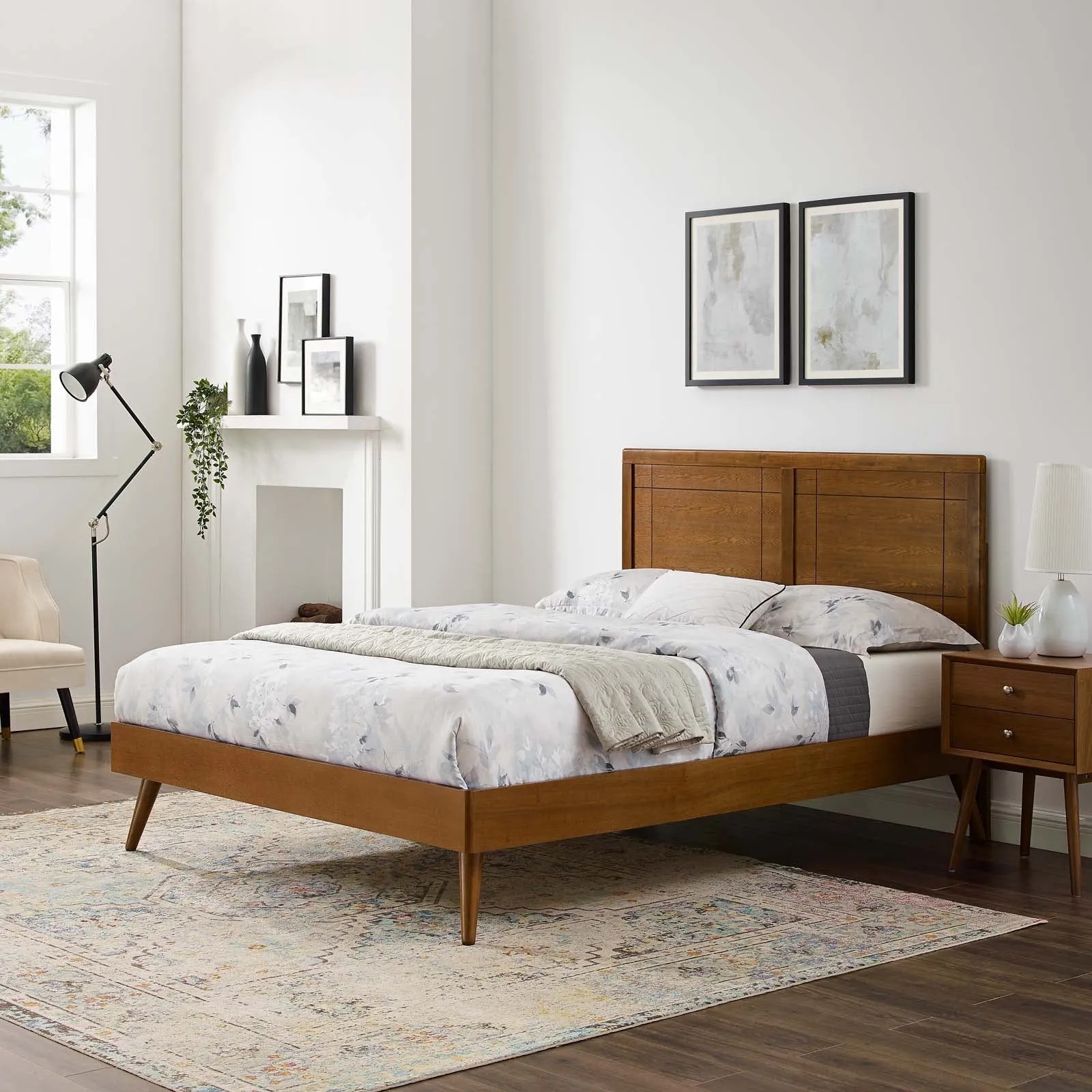 Marlee Wood Platform Bed With Splayed Legs