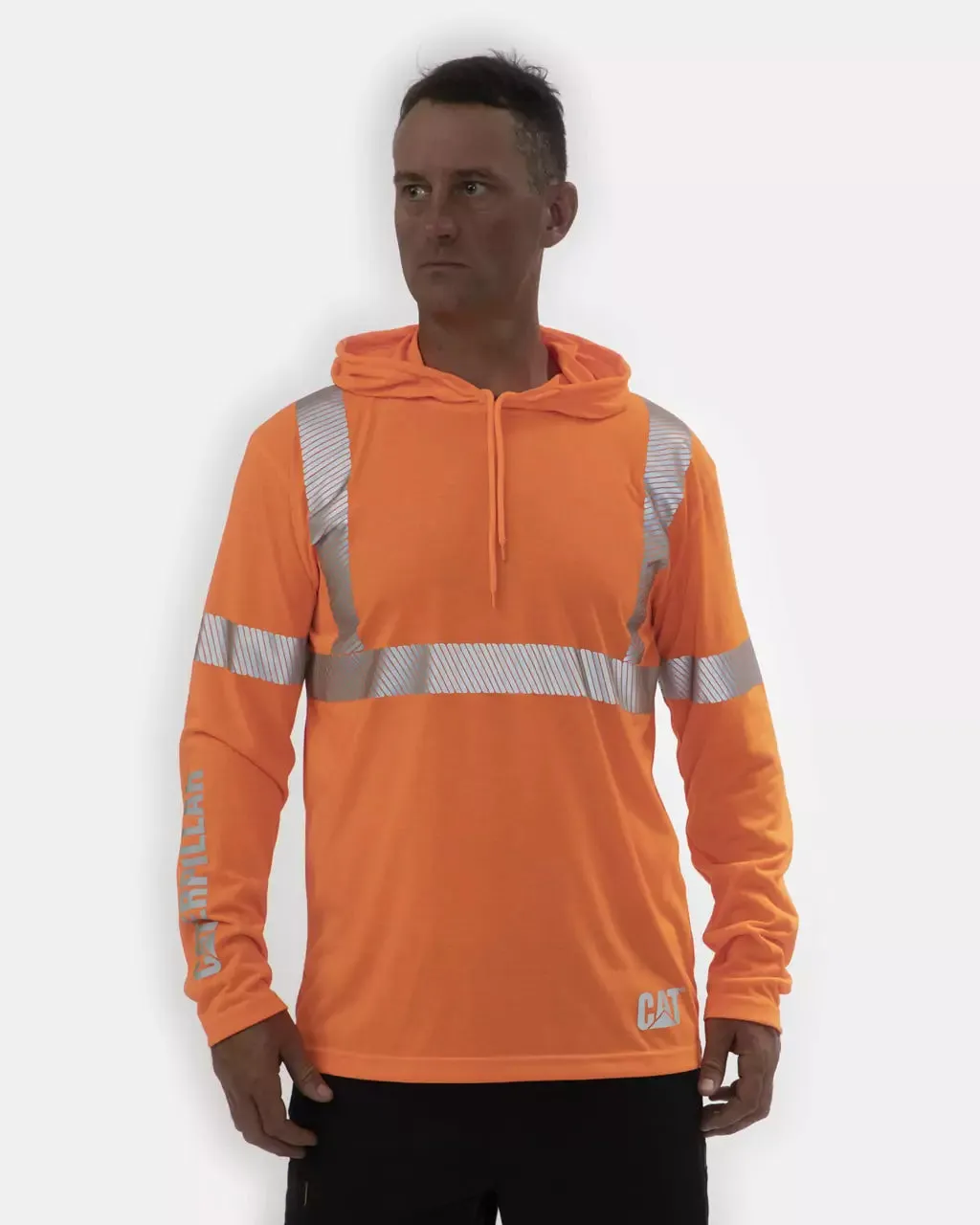 Men's ANSI Hi-Vis UPF Hooded Long Sleeve T-Shirt