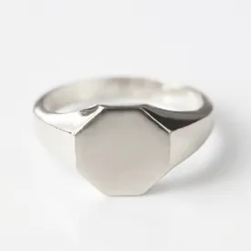 Mens Hexagon Signet Ring