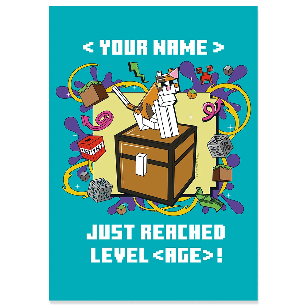 Minecraft Cat Just Reached Level Personalized Sticky Backed Poster