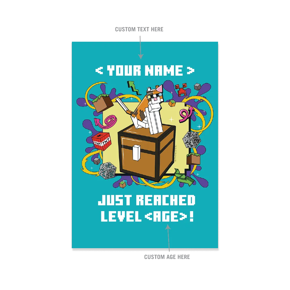 Minecraft Cat Just Reached Level Personalized Sticky Backed Poster