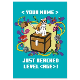 Minecraft Cat Just Reached Level Personalized Sticky Backed Poster