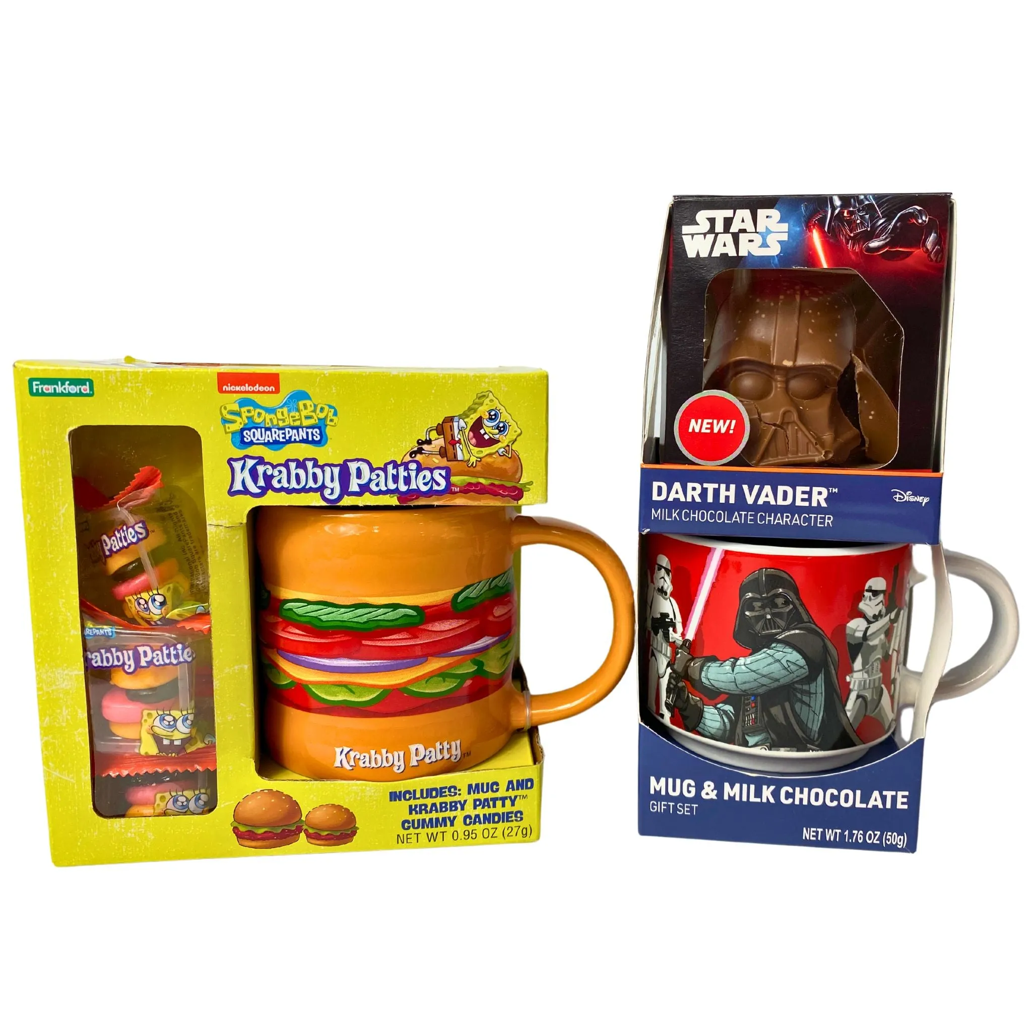 Mugs Mix includes Krabby Patties Mug & Gummy Candies/Star Wars Mug & Milk Chocolate   Darth Vader Milk Chocolate (15 Pcs Lot)