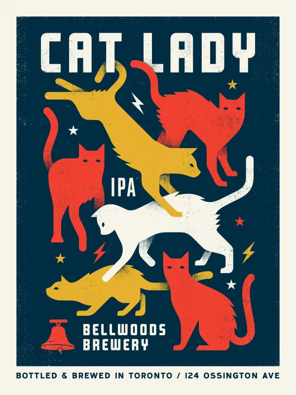 Navy Cat Lady Print