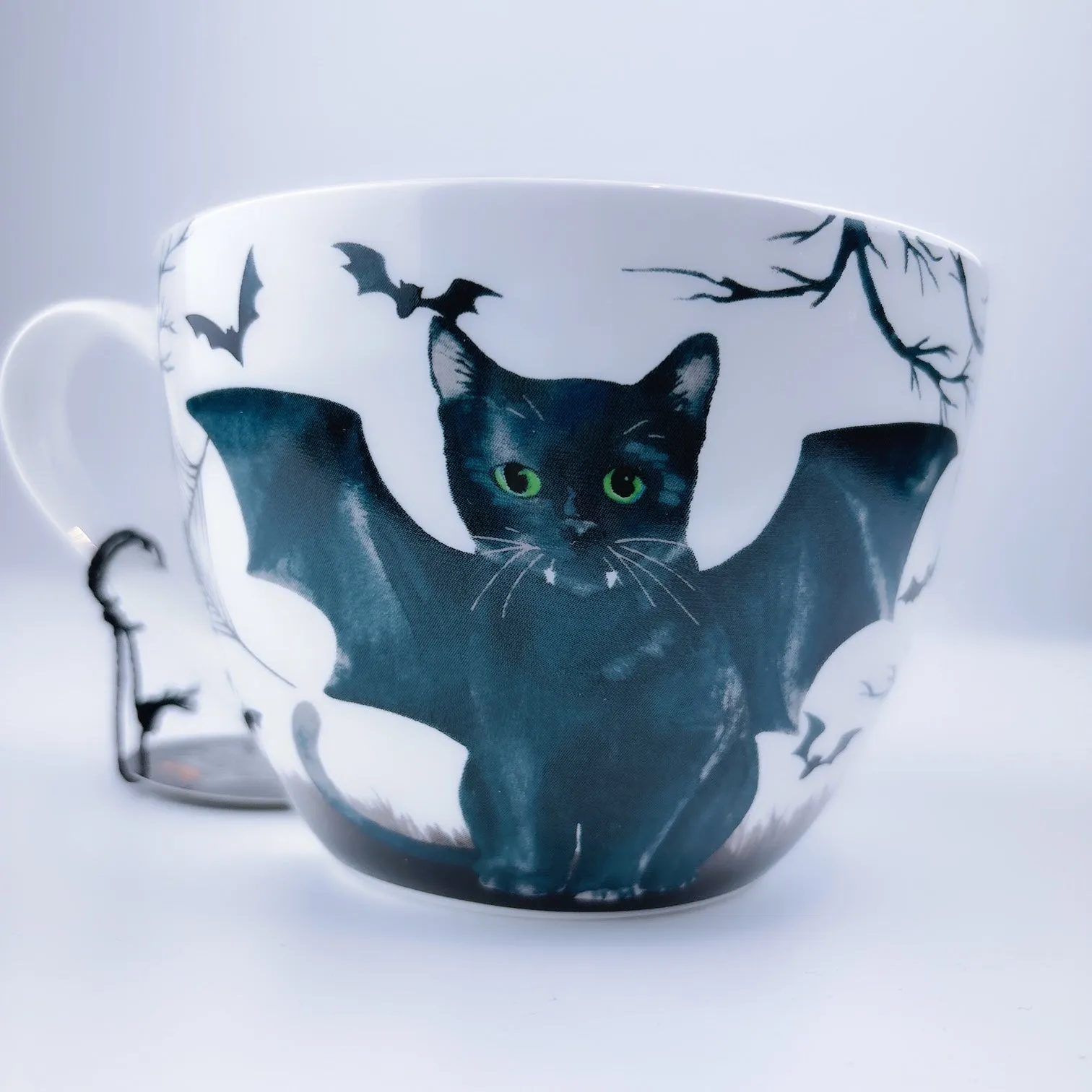 Portobello By Design 'Bat Cat' Black Cat 2 Bone China XL Coffee Mug Tea Cup 20 oz