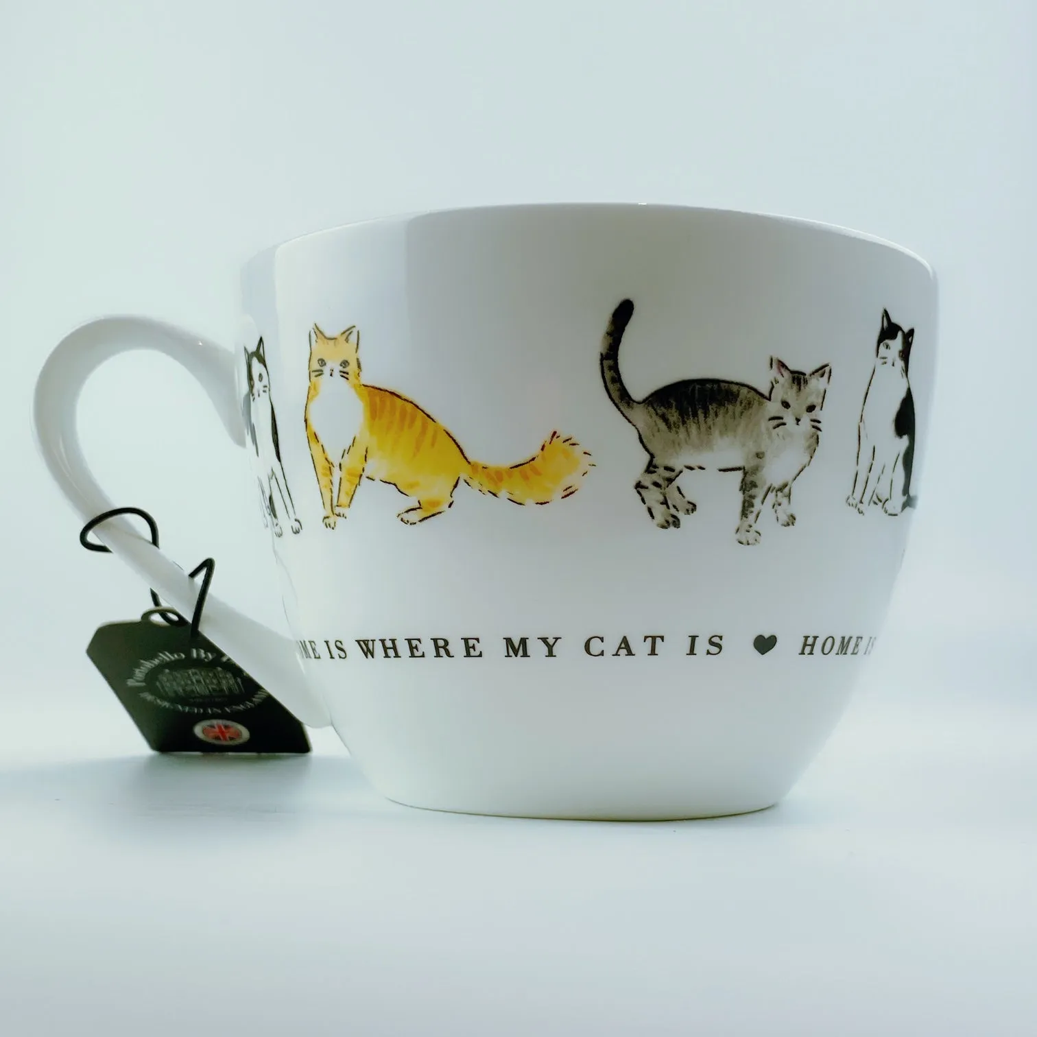 Portobello By Design 'Home Is Where My Cat Is' Bone China XL Coffee Mug Tea Cup 20 oz