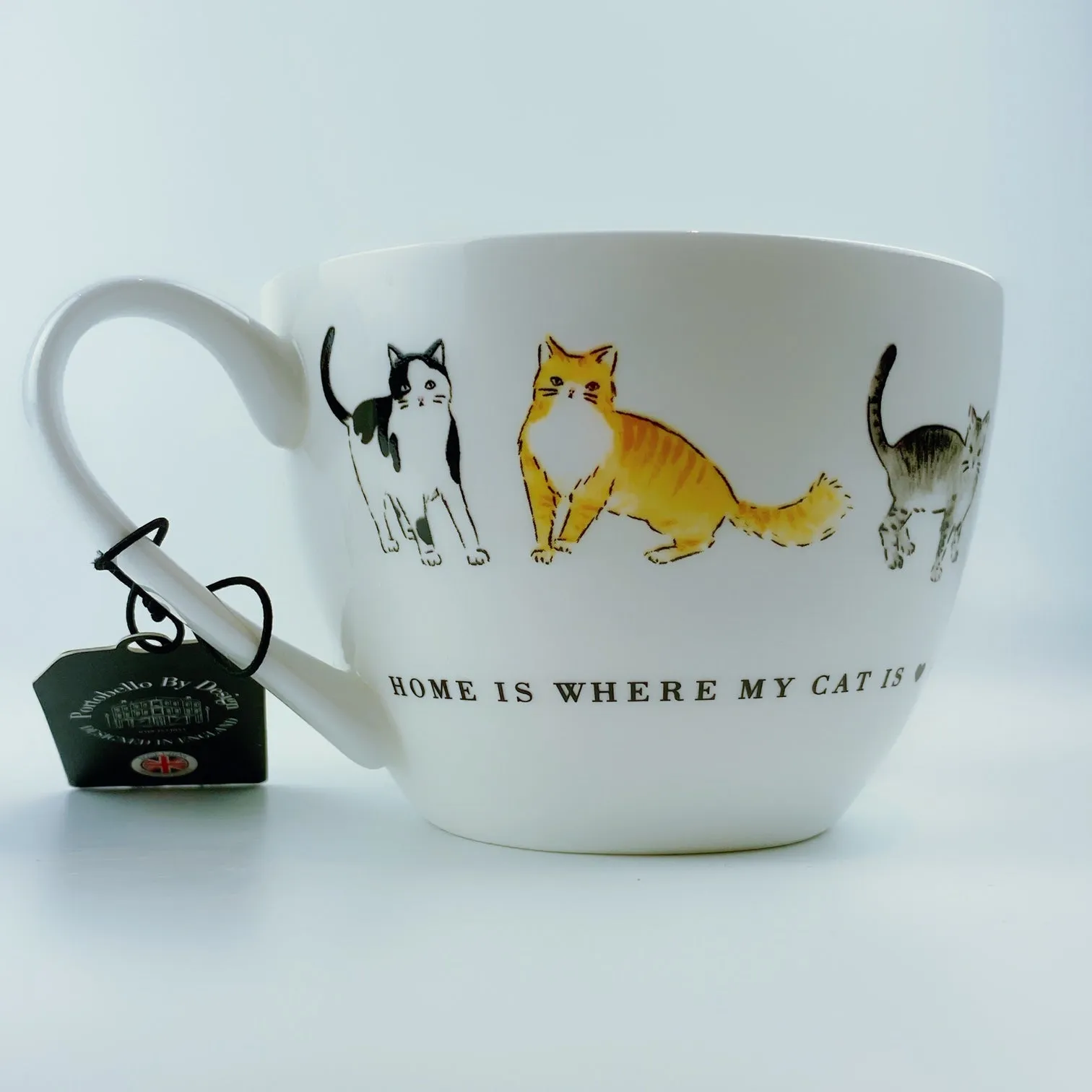 Portobello By Design 'Home Is Where My Cat Is' Bone China XL Coffee Mug Tea Cup 20 oz