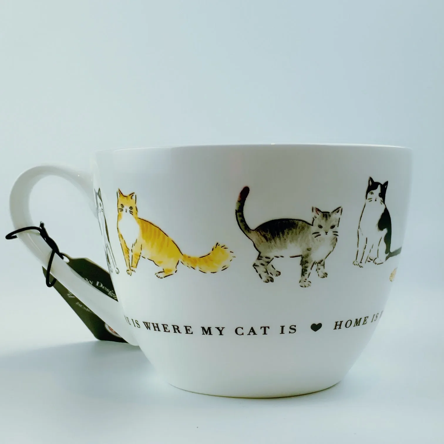 Portobello By Design 'Home Is Where My Cat Is' Bone China XL Coffee Mug Tea Cup 20 oz