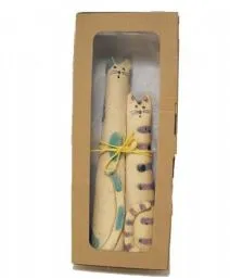 Pottery Cats - Tall Cat Couple ~ Happily Married