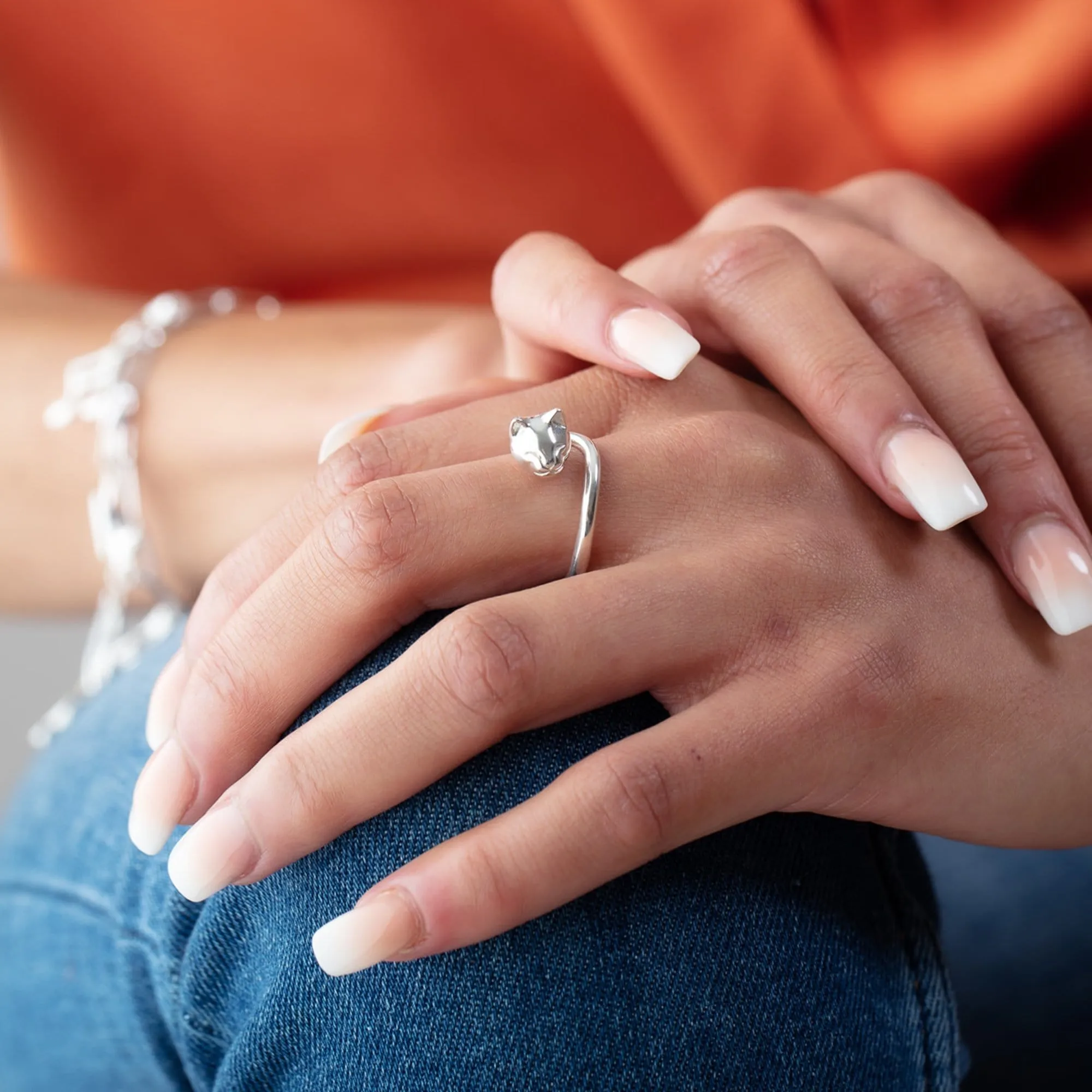 Silver Cat Ring