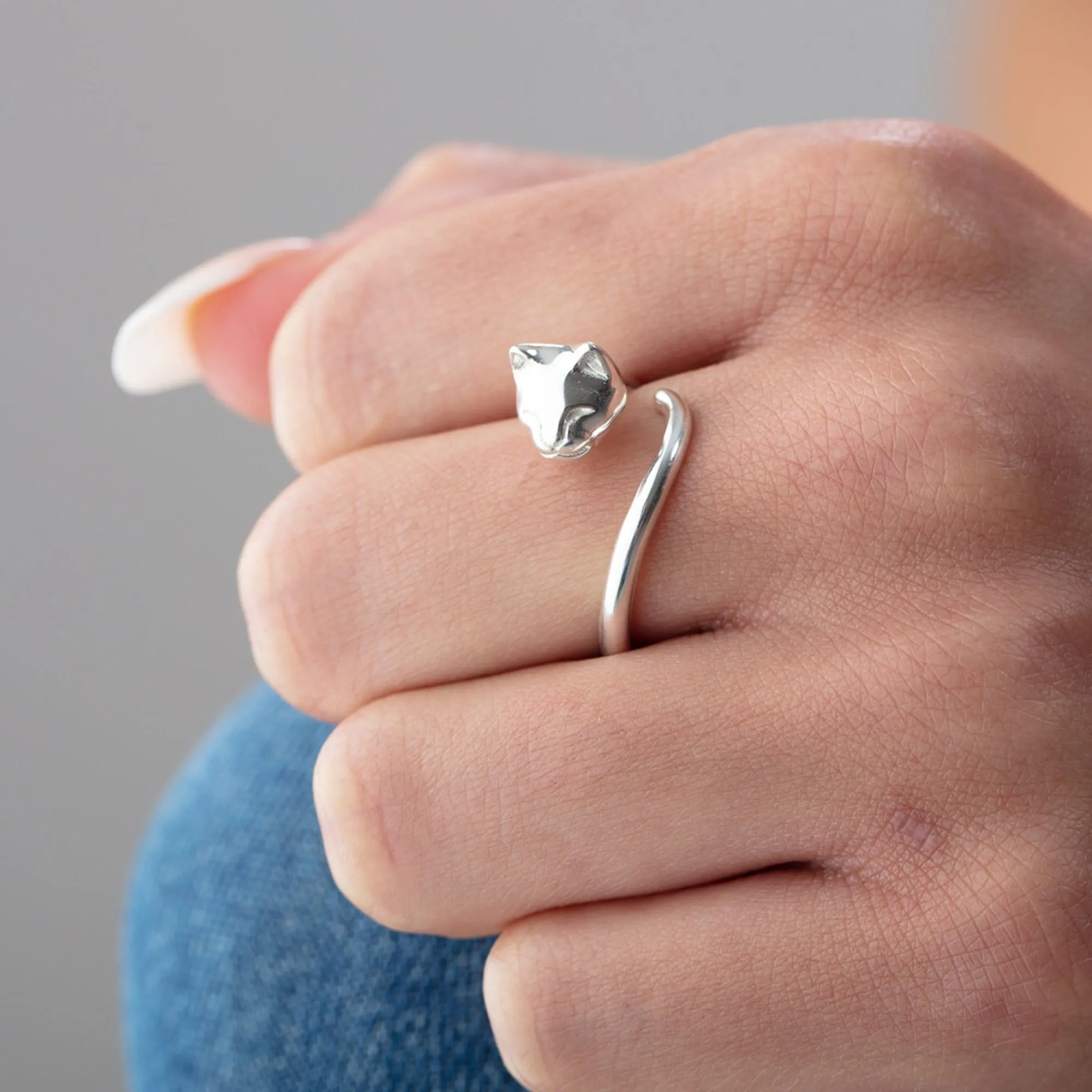 Silver Cat Ring