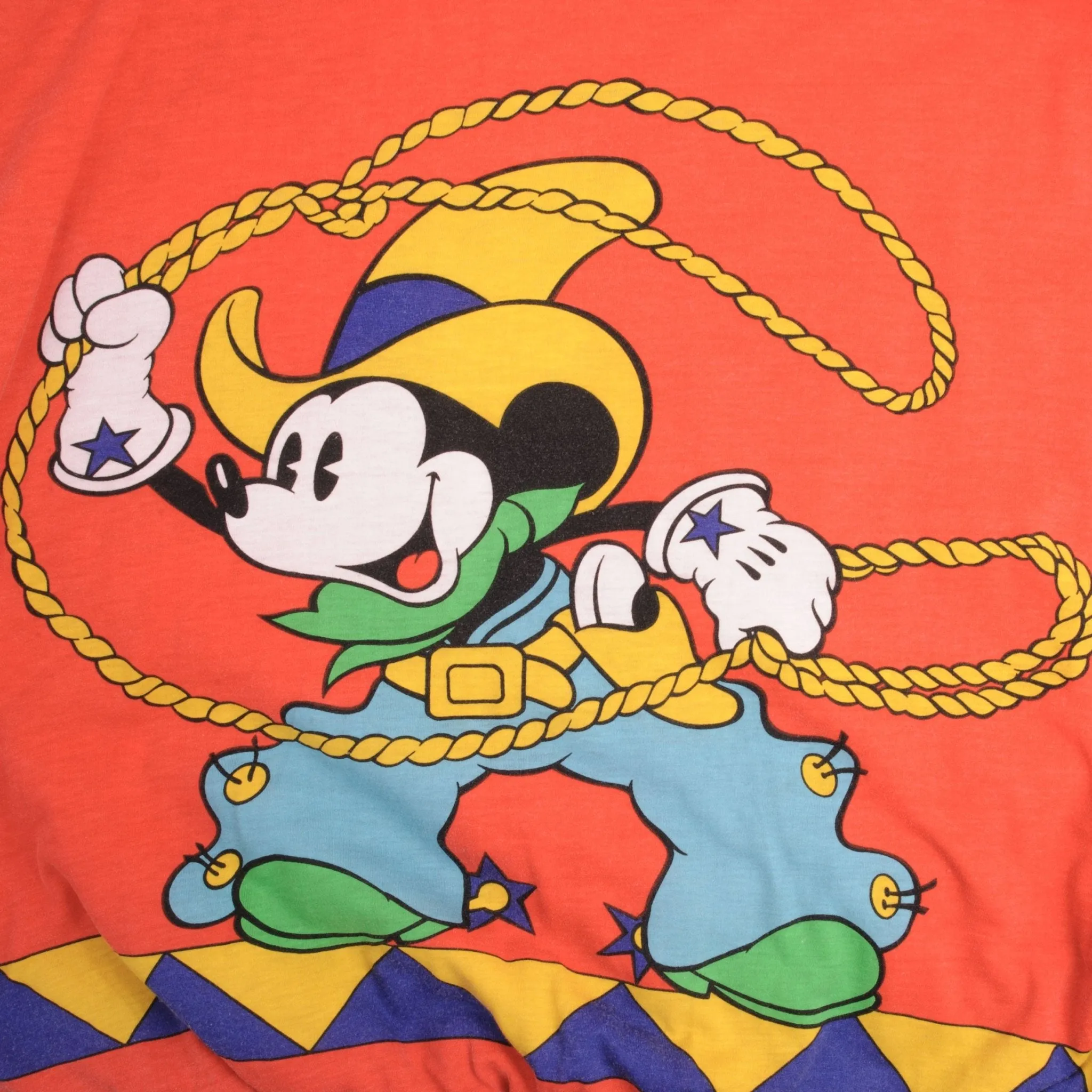 VINTAGE DISNEY ALL OVER PRINT MICKEY COWBOY REVERSIBLE SWEATSHIRT SIZE LARGE