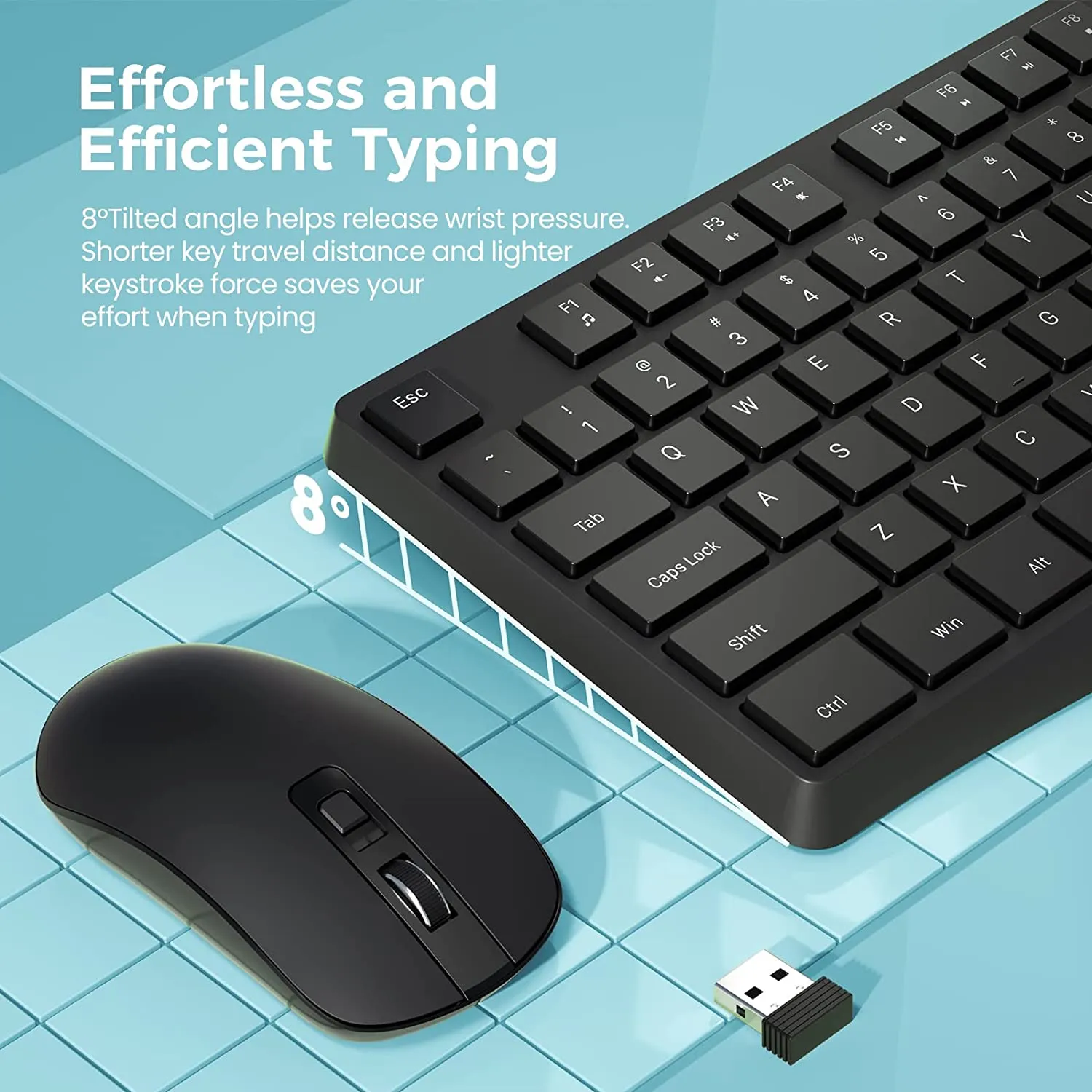 Wireless Keyboard and Mouse Combo 3 DPI Adjustable