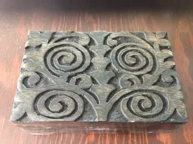 Wooden Box Carved Spiral Design